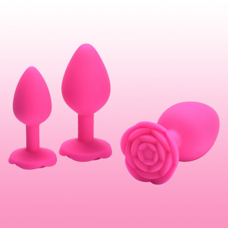 Rose Silicone Anal Butt Plugs